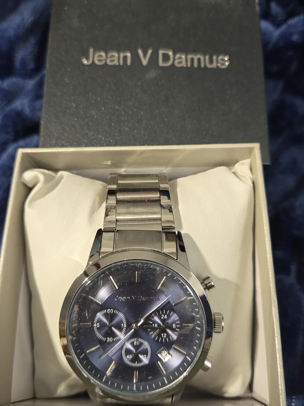 Stainless Steel Smartwatch Bracelet with Blue Protective Clasp Cover